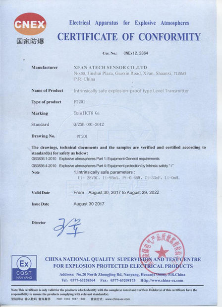 China Atech sensor Co.,Ltd Certification